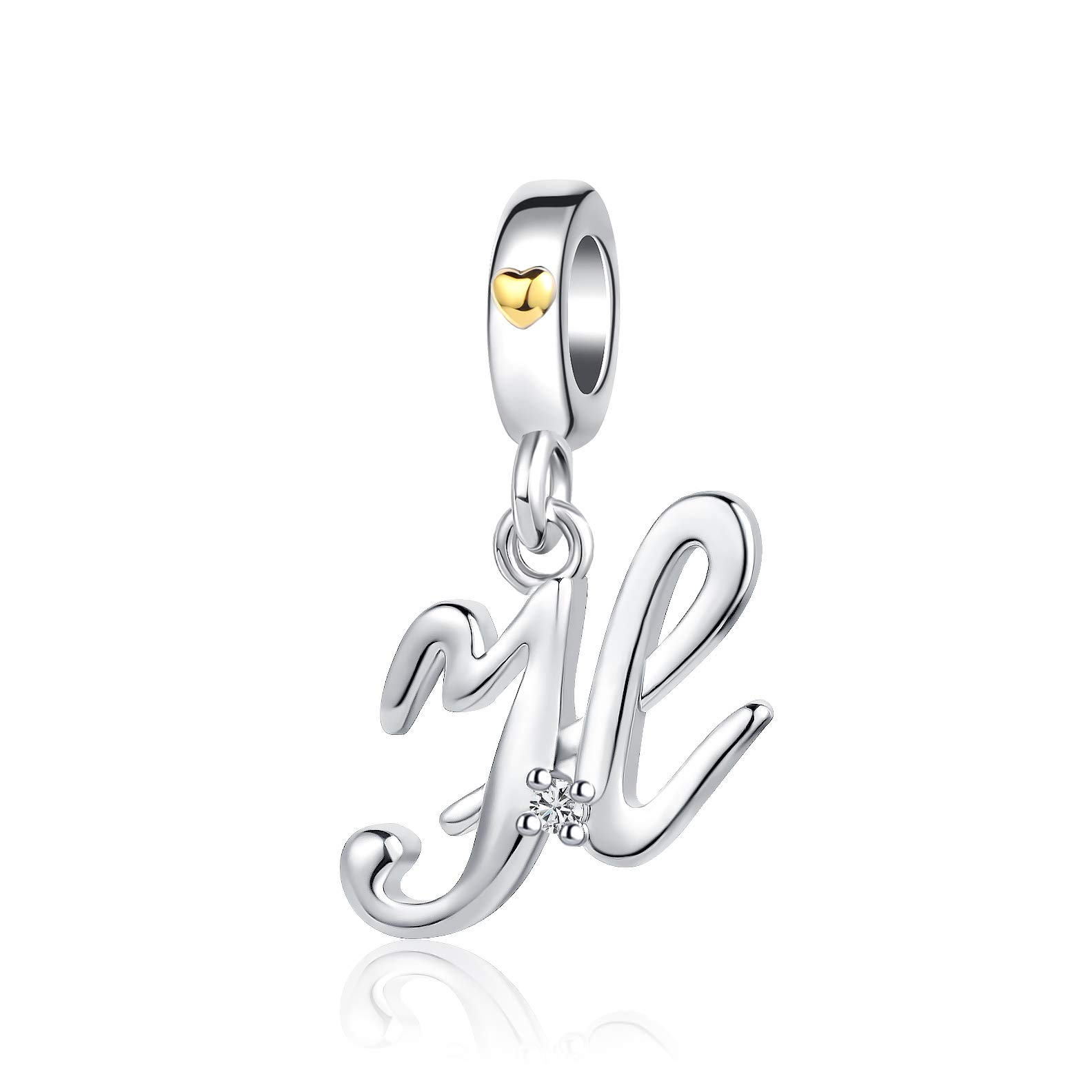 Silver Initial A-Z Letter Charm Compatible Pandora Charm Bracelets for Women Jewelry