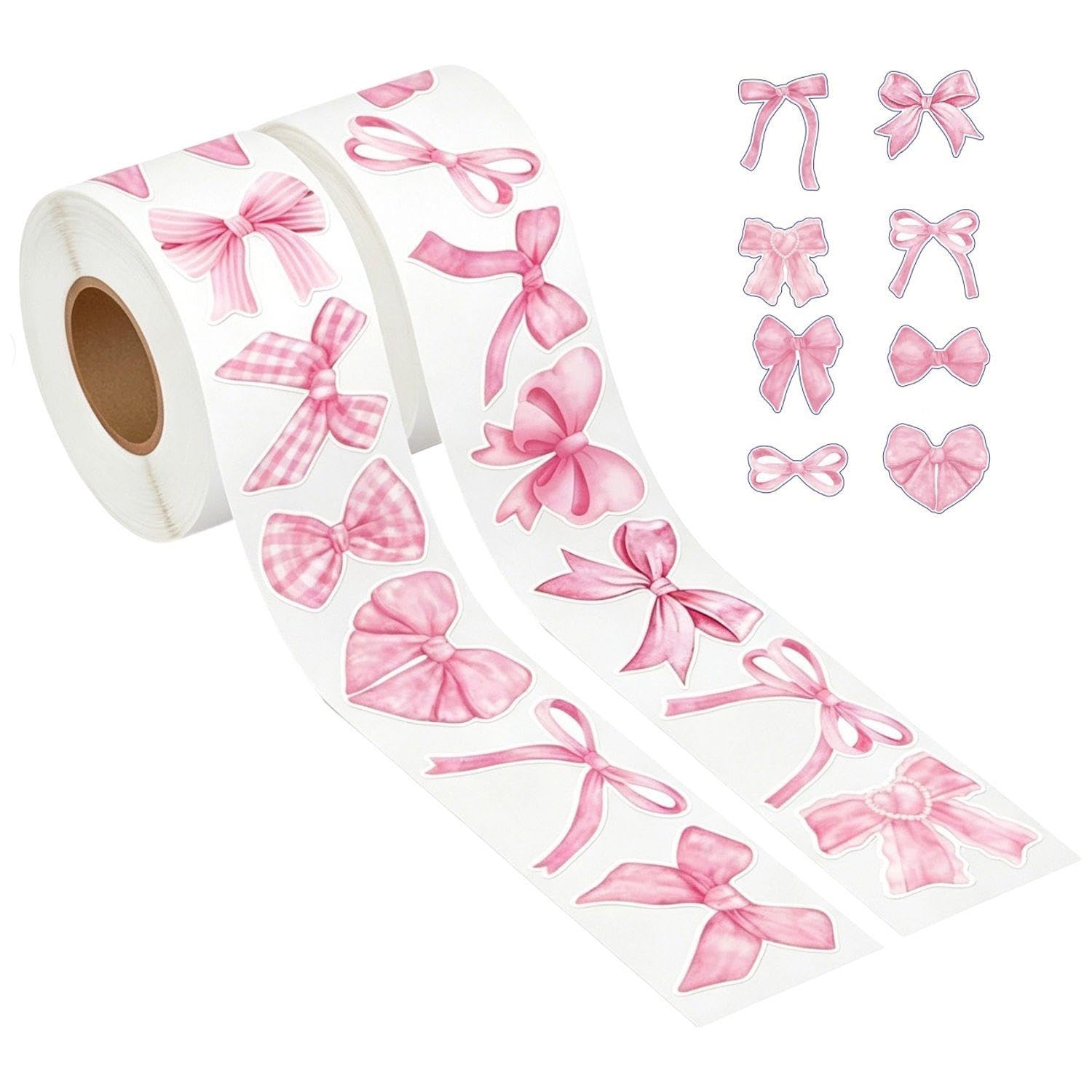 GDFHBD 2 Rolls (1000 Pieces) Bow Pattern Stickers, Sealing Stickers, Hand Account Gift Packaging Decoration, Diy Creative Self-Adhesive Paper Labels.