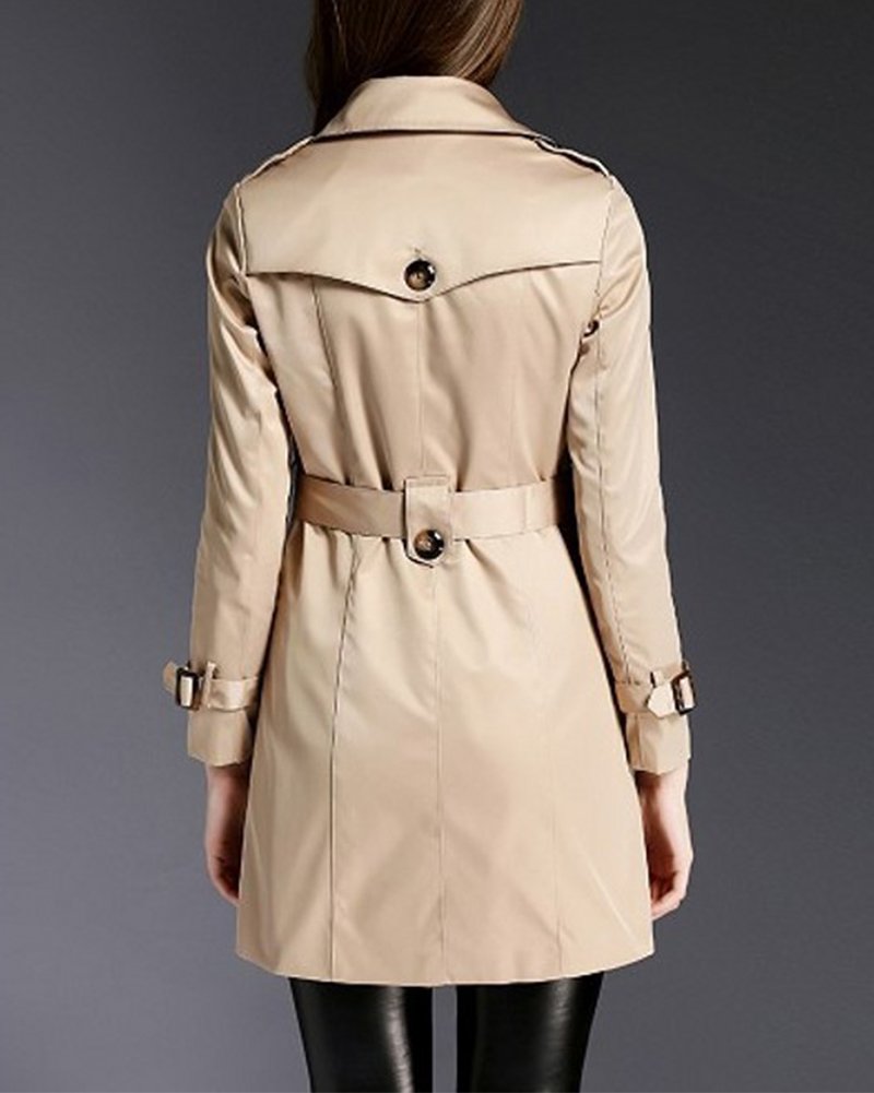MISSMAO Donna - Trench Coat Cappotto Giacca - Basic - Maniche lunghe Doppio Petto con Cintura - Classico y Elegante