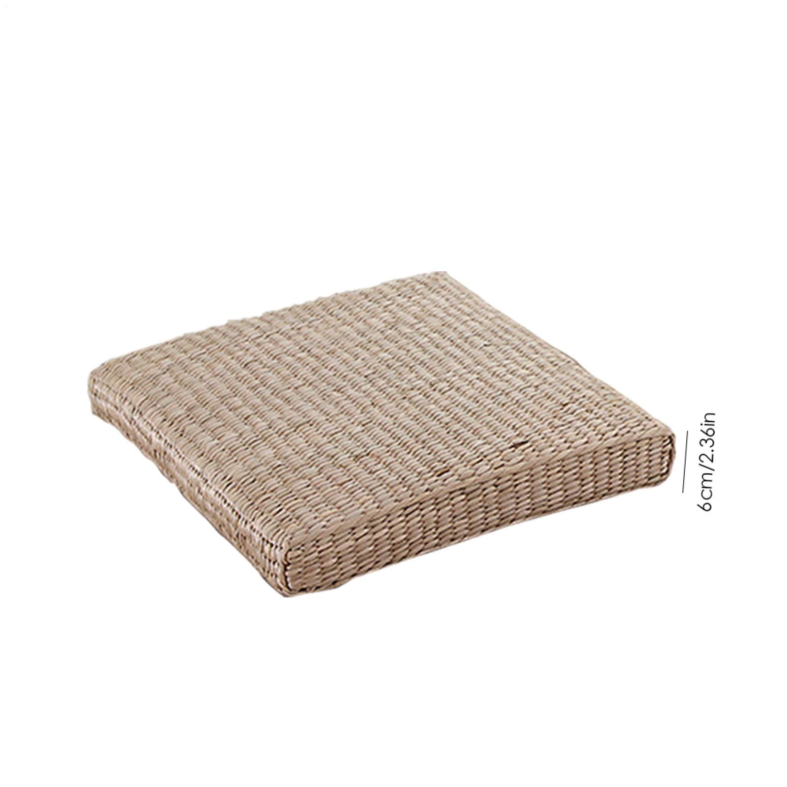 Generisch Cuscino da pavimento in paglia naturale, comodo cuscino tatami | tappetino da yoga fatto a mano in paglia intrecciata, cuscino per giardino, soggiorno, decorazione della casa