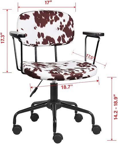 Miniatura 3 de GIA Barnyard Ayrshire - Silla de trabajo para oficina en casa con brazos, metal, marrón y blanco marrón y blanco,negro y blanco,Blanco/ negro