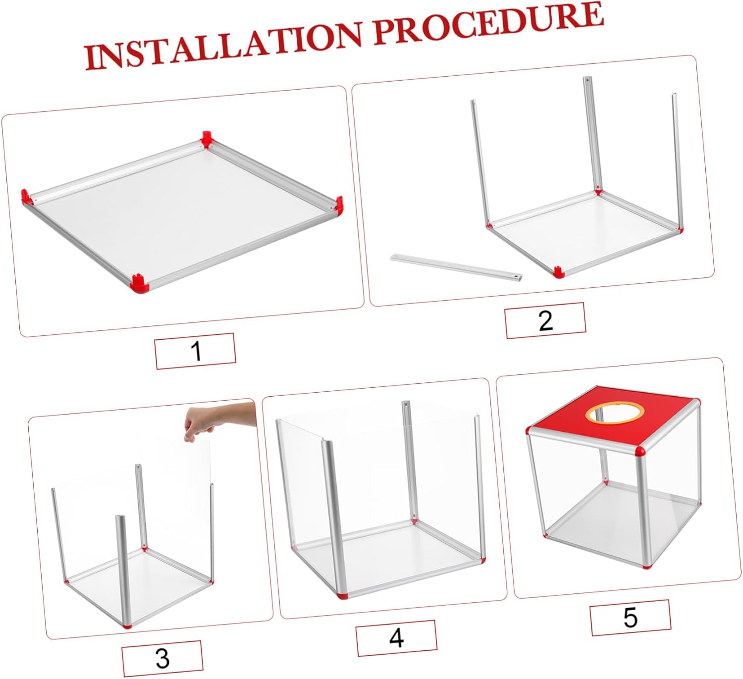 Professional Raffle Box Aluminum Alloy Red Card Box Holder Ballot for Suggestions
