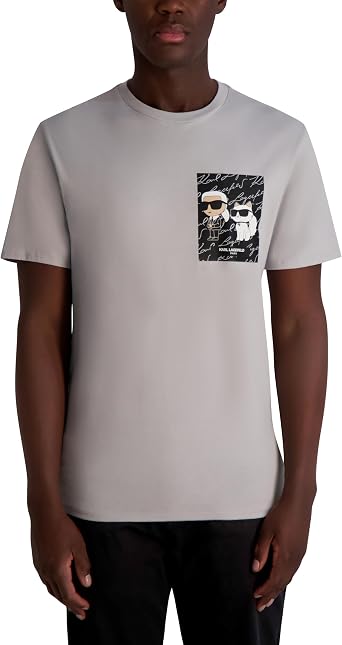 Karl Lagerfeld Mens Short Sleeve Crewneck Choupette Karl Graphic Design T-Shirt