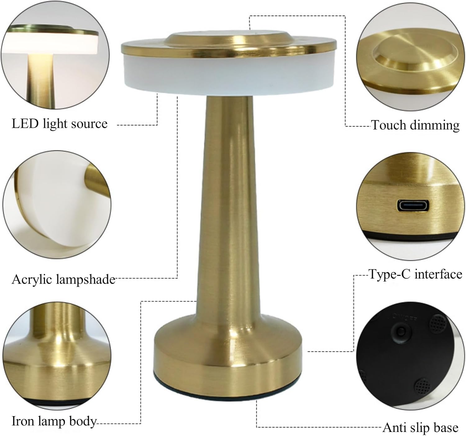 4 Pcs Portable Cordless Table Lamp with Touch Sensor Portable LED Desk Lamp 3 Color Stepless Dimming Rechargeable Battery Night Light for Kids Nursery, Nightstand Lamp, Bedside Lamp