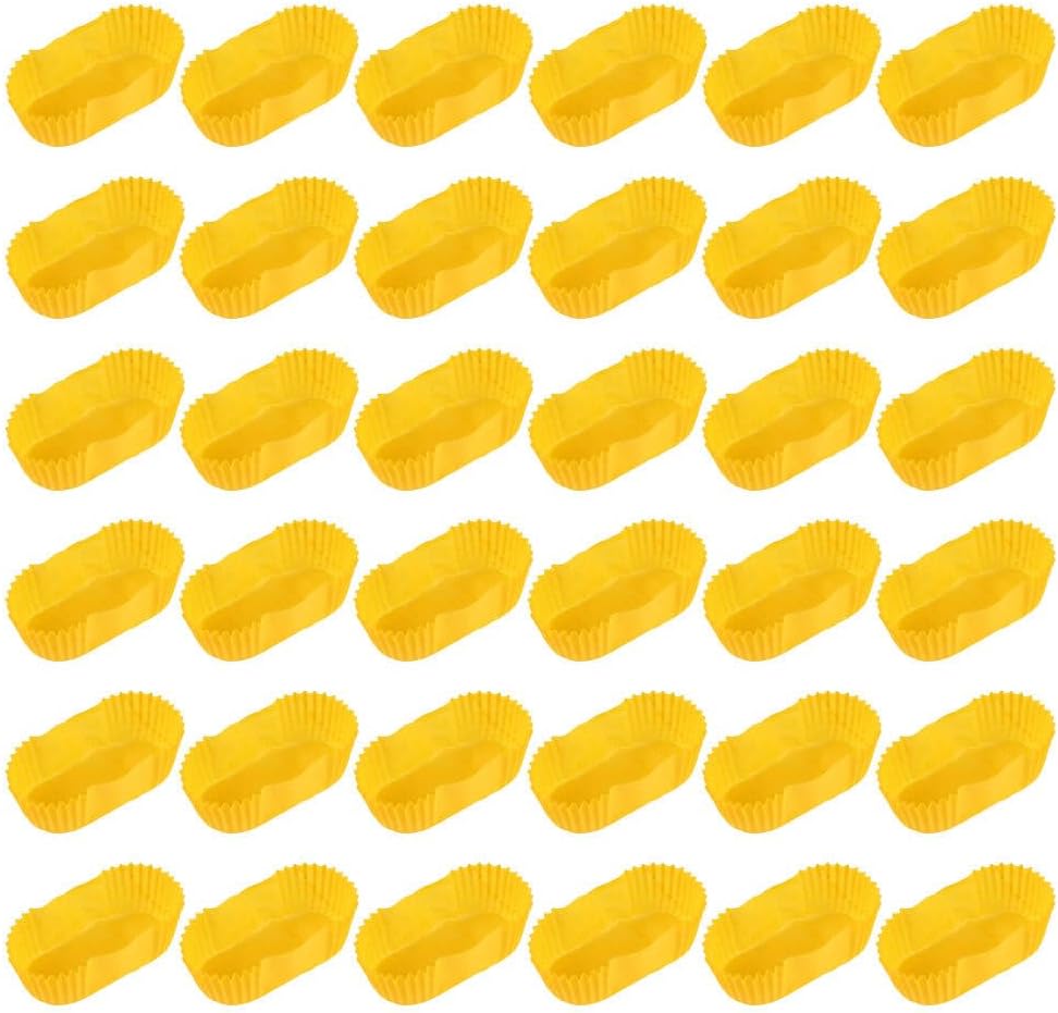 Garneck 2000pcs Mini Loaf Pan Liners Non-Stick Oval Cupcake Papers Disposable Muffin Wrappers Rectangle Bread Baking Trays for Weddings Birthdays(Yellow)