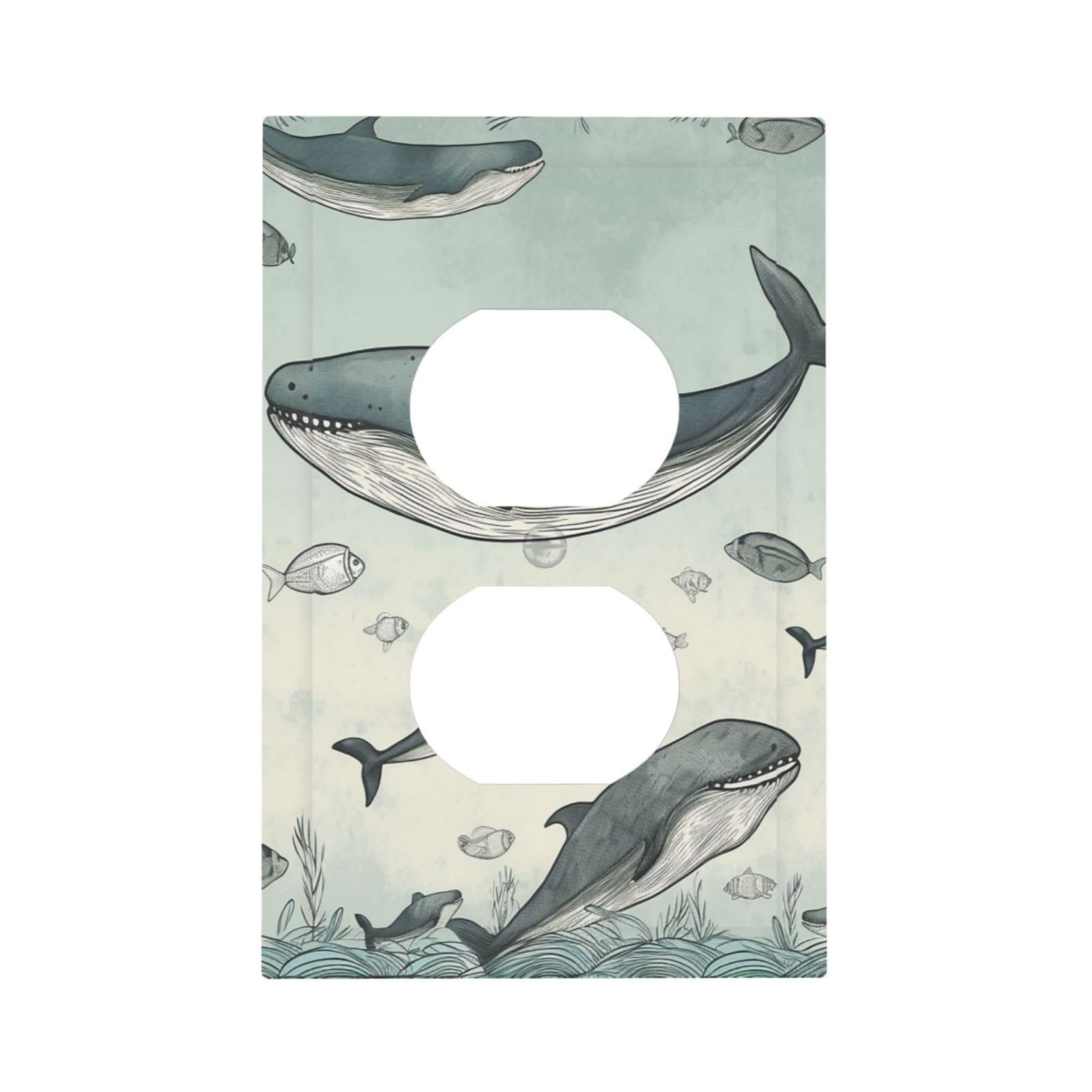 1-Gang Decorator Wall Plate Baleen Whale Light Switch Cover Single Gang Receptacle Outlet Wall Plate Mid Size 5" x 3" Wallplate Unbreakable Polycarbonate Outlet Faceplates Covers