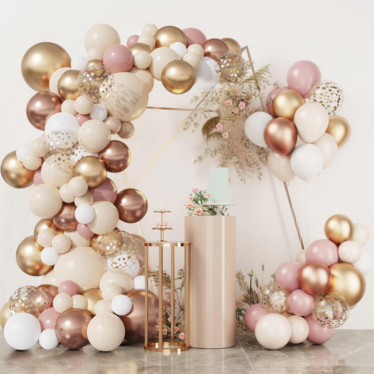 Kit Arco Palloncini Oro Rosa, 101 Pezzi Ghirlanda Arco Palloncini Compleanno Oro Rosa Bianco Per Festa Di Compleanno Di Ragazze Donne, Decorazione Battesimo Country, Baby Shower, Matrimonio Bohémien