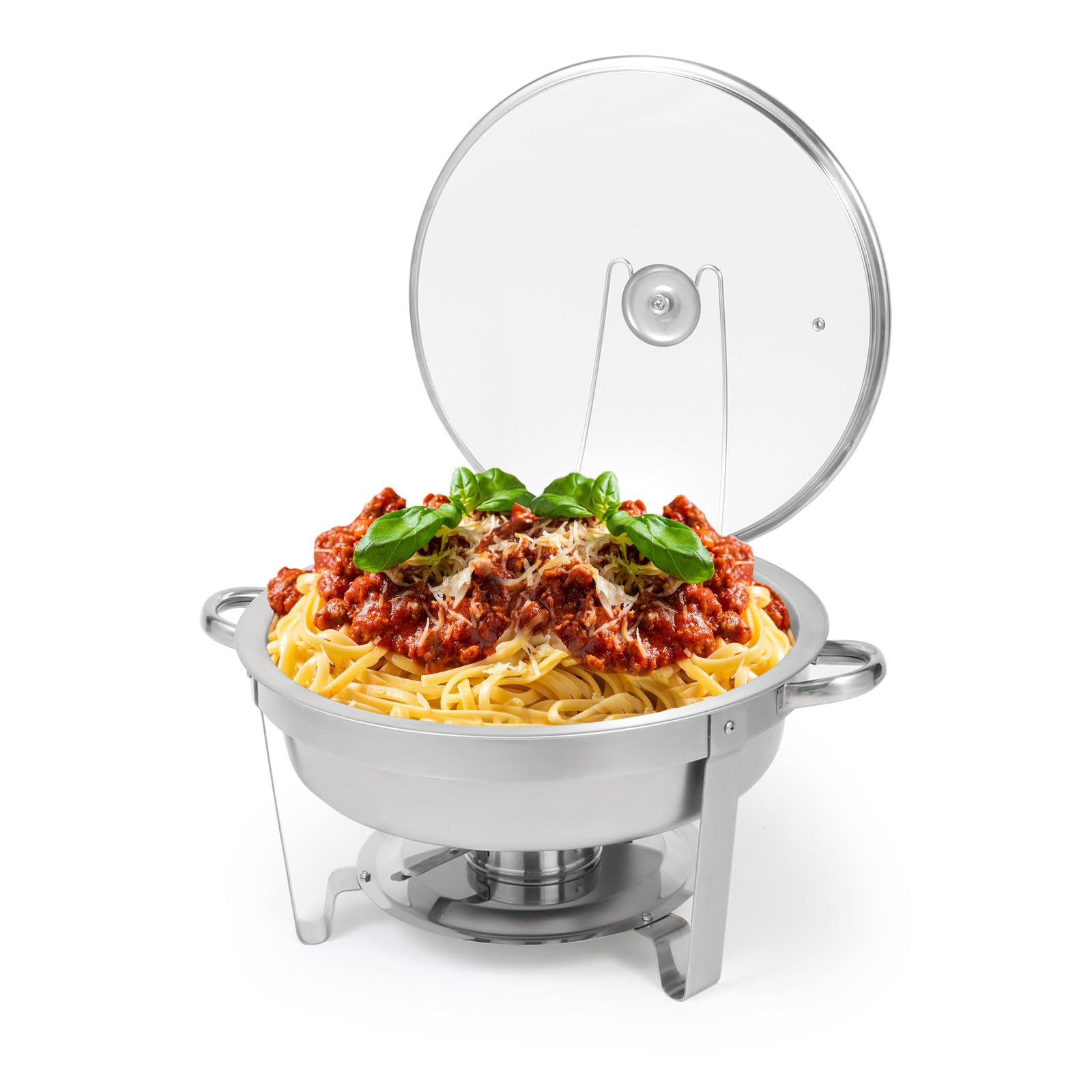 Set di piatti per buffet da 7,5 litri, in acciaio inox, con coperchio e supporto per coperchio in vetro, scaldavivande per catering, feste, matrimoni, banchetti, eventi, 1 confezione