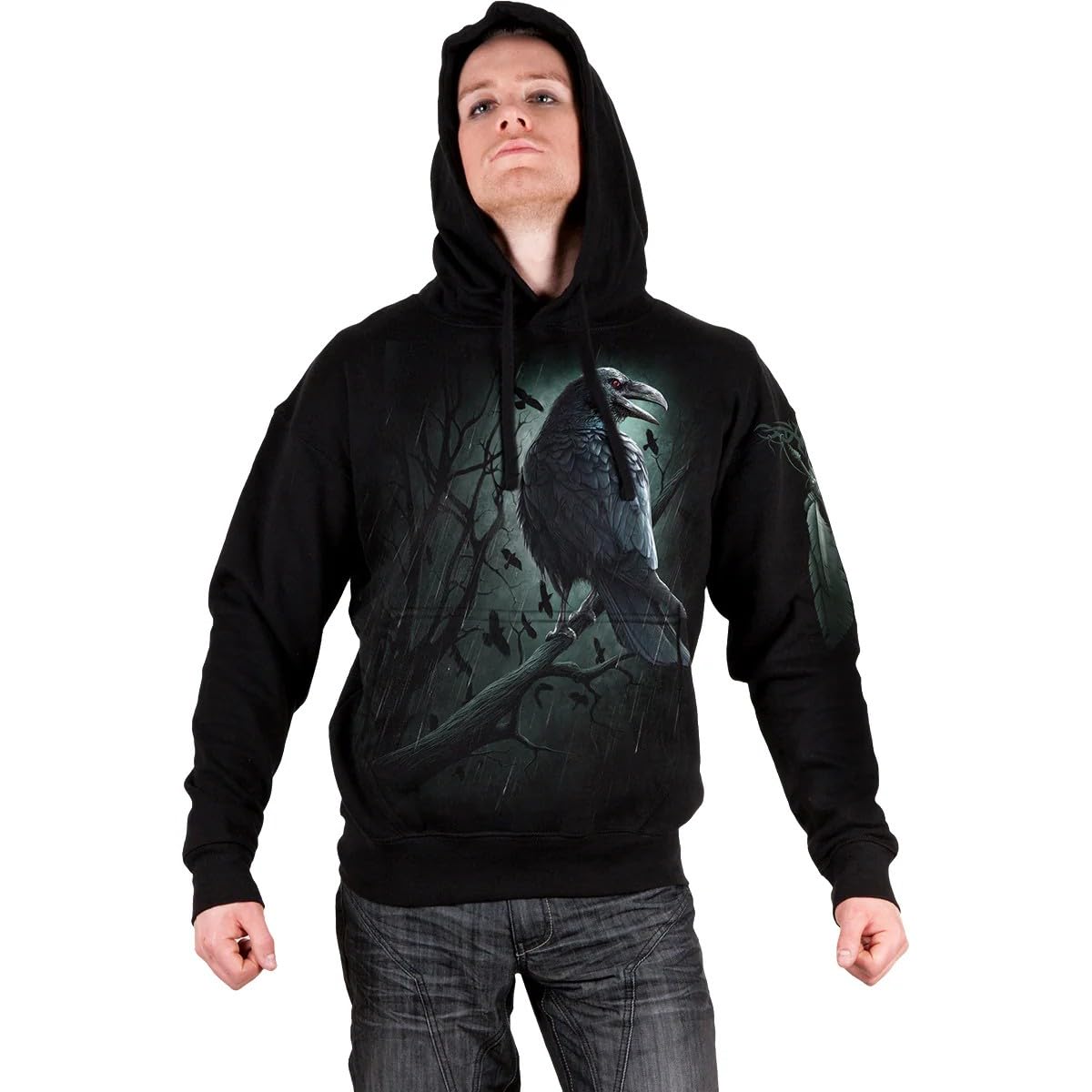 Spiral Shadow Raven Uomo Felpa con Cappuccio Nero Regular