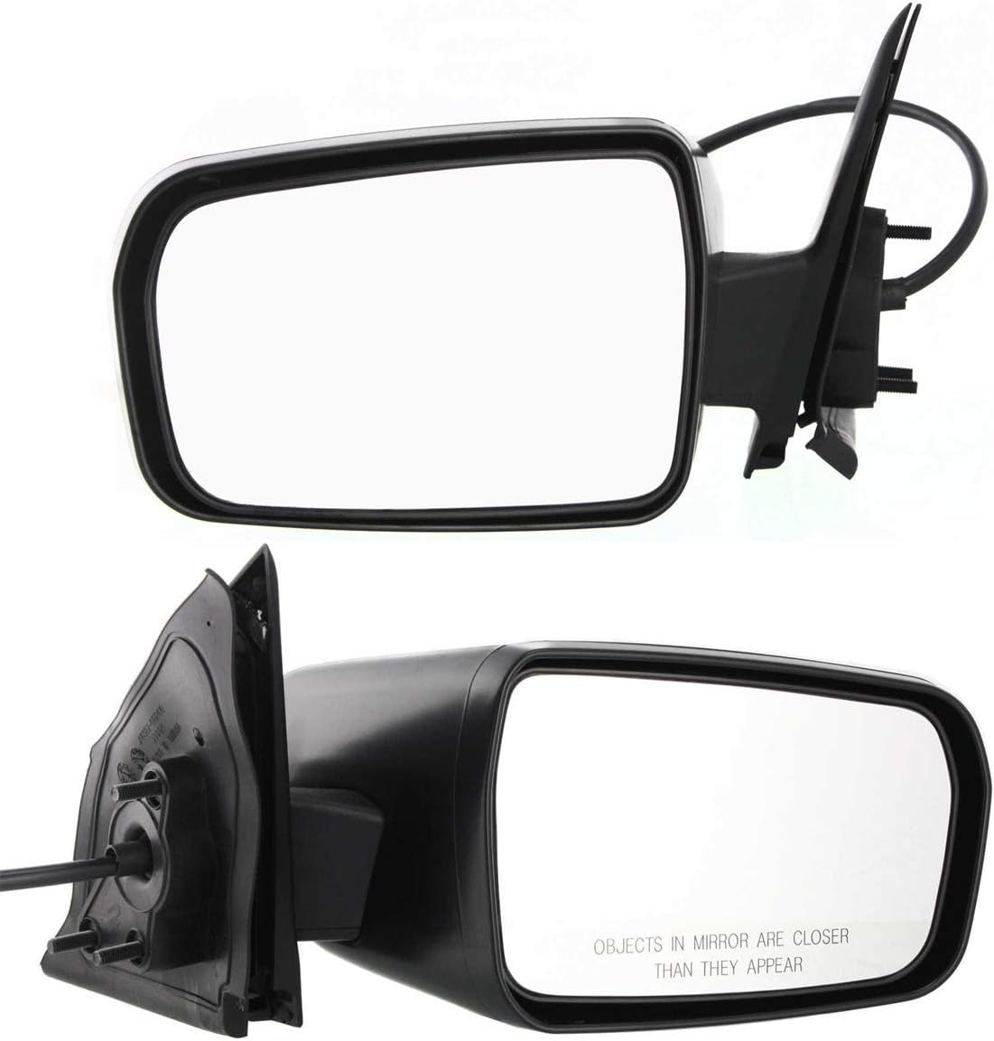 Kool Vue Side Mirrors Power Non-Heated for Mitsubishi Galant 2004-2012, Textured Standard DE Trim, Car Mirror Vanity