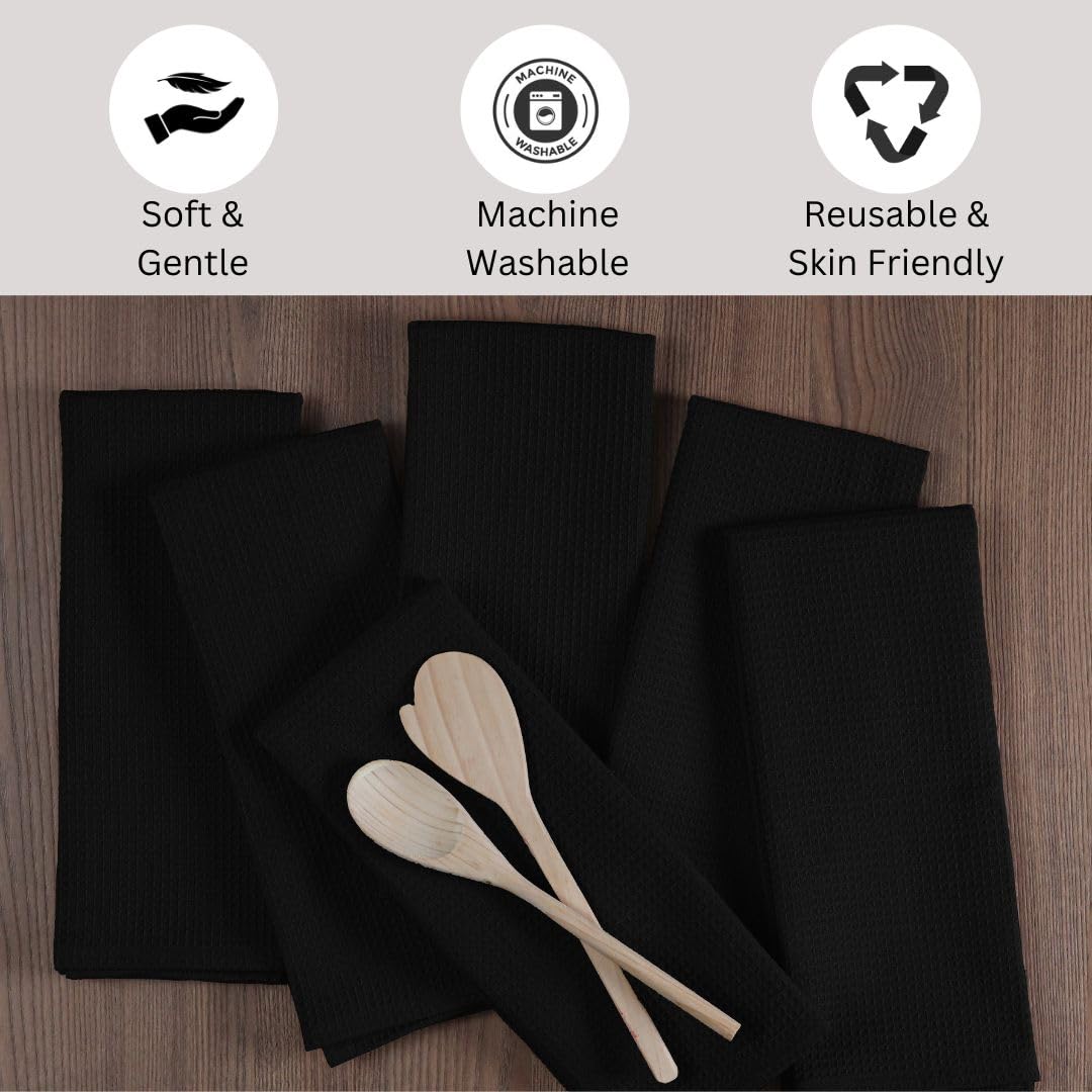 Waffle - Juego de 6 paños de cocina 100 % algodón, 16 x 26 pulgadas, altamente absorbentes, suaves, duraderos, lavables y de limpieza de baja pelusa para cocina y hogar, toallas de cocina de