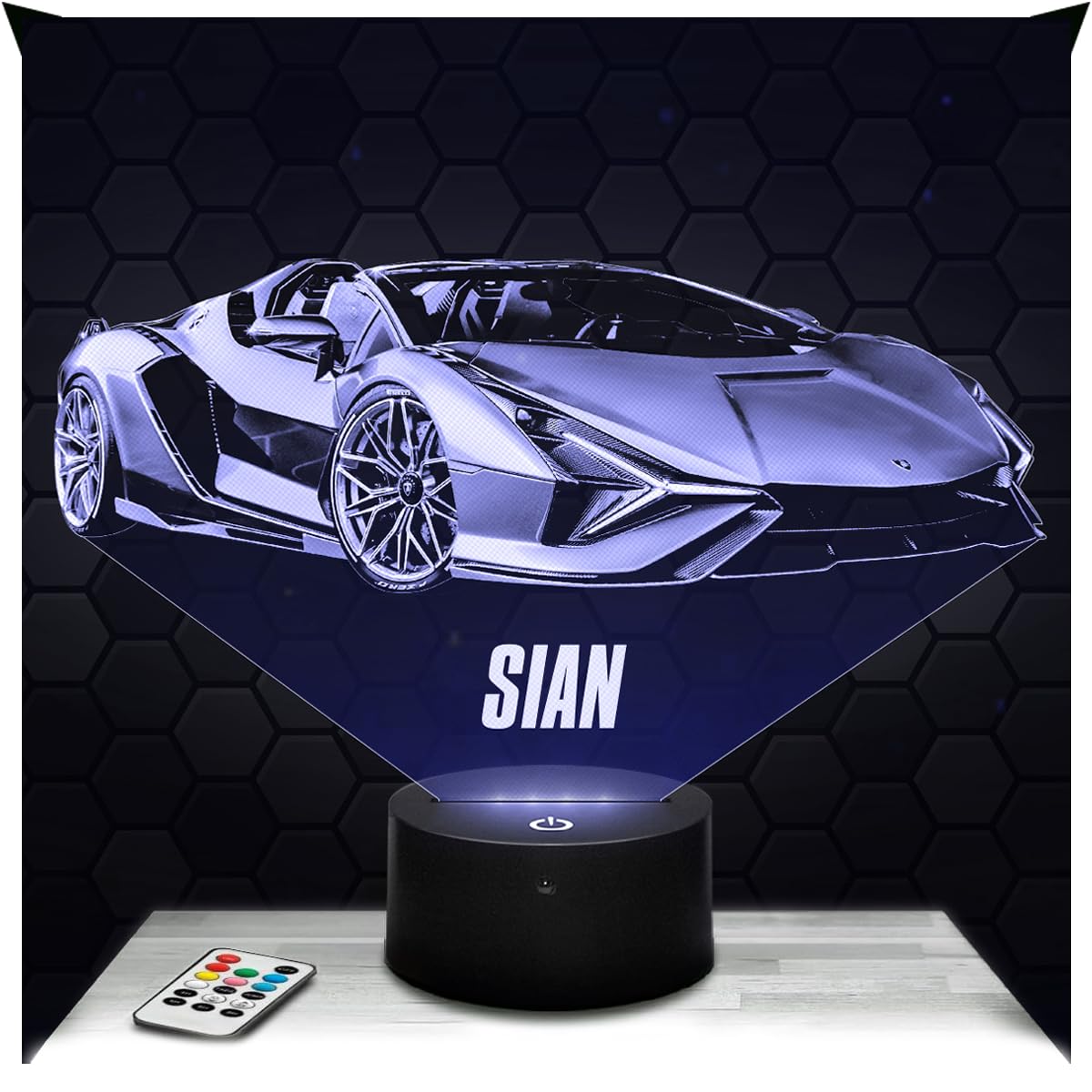 Lampephoto.fr - Lambo Sian Car 3D Lamp, Night Light 3D LED Illusion Lamp, Miniature Decoration Collection, Gift idea for Car Fan, Night Light for Children's Bedroom, Gift idea for Boys, Original Gift