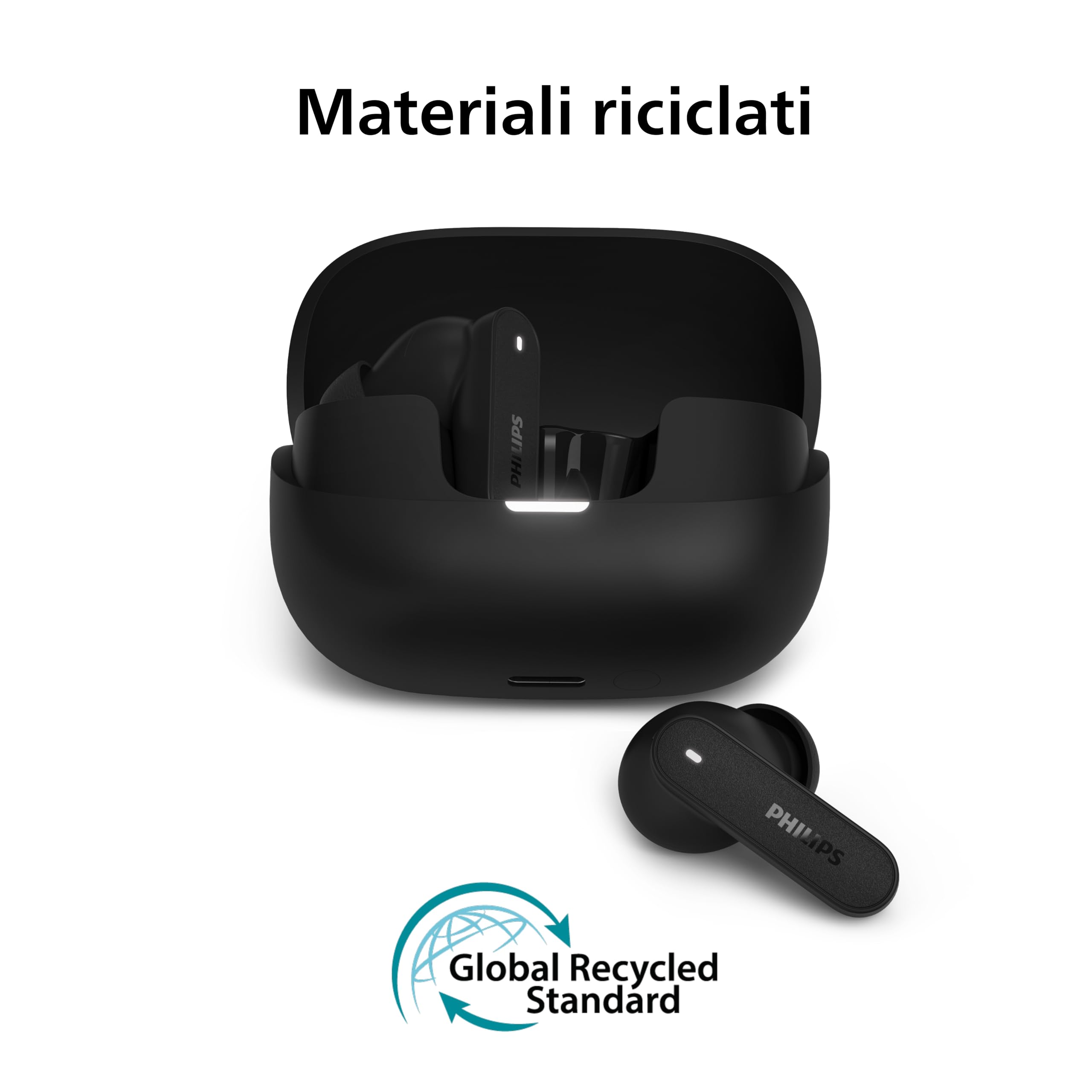 Philips TAT3000BK Auricolari True Wireless, cancellazione del rumore adattiva, 48 ore di riproduzione, gommini SecureFit, 6 mic per chiamate chiare, Bluetooth 6.0, Auracast, IPX4, Compatti, Nero
