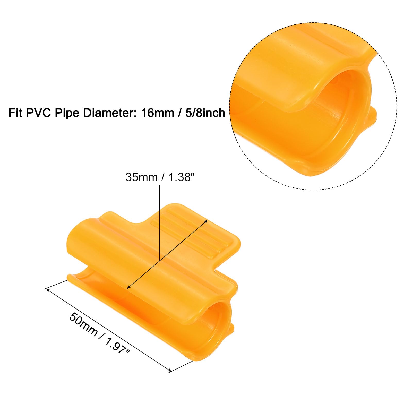 QUARKZMAN Zaciski szklarniowe do rur PCW 5/8", 20 sztuk klipsów do folii szklarniowej, klipsy do prętów zacieniających, łuki ogrodowe do pokrycia rzędów, folia z tworzywa sztucznego (pomarańczowe)