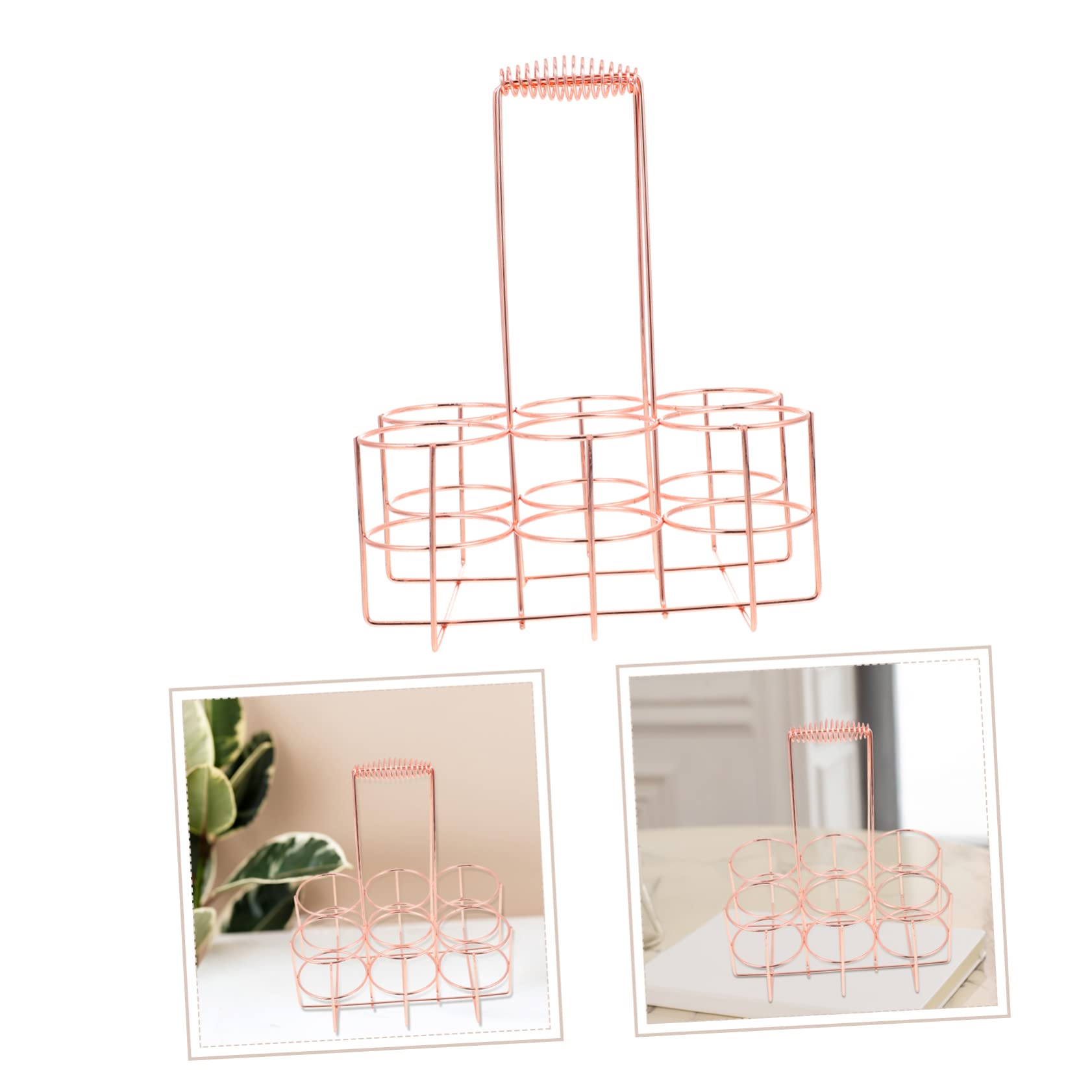 COLLBATH Portable Iron Beer Storage Rack Sturdy Handle Six-Bottle Holder for Convenient Carrying -Aging Design for Bars and Home Use