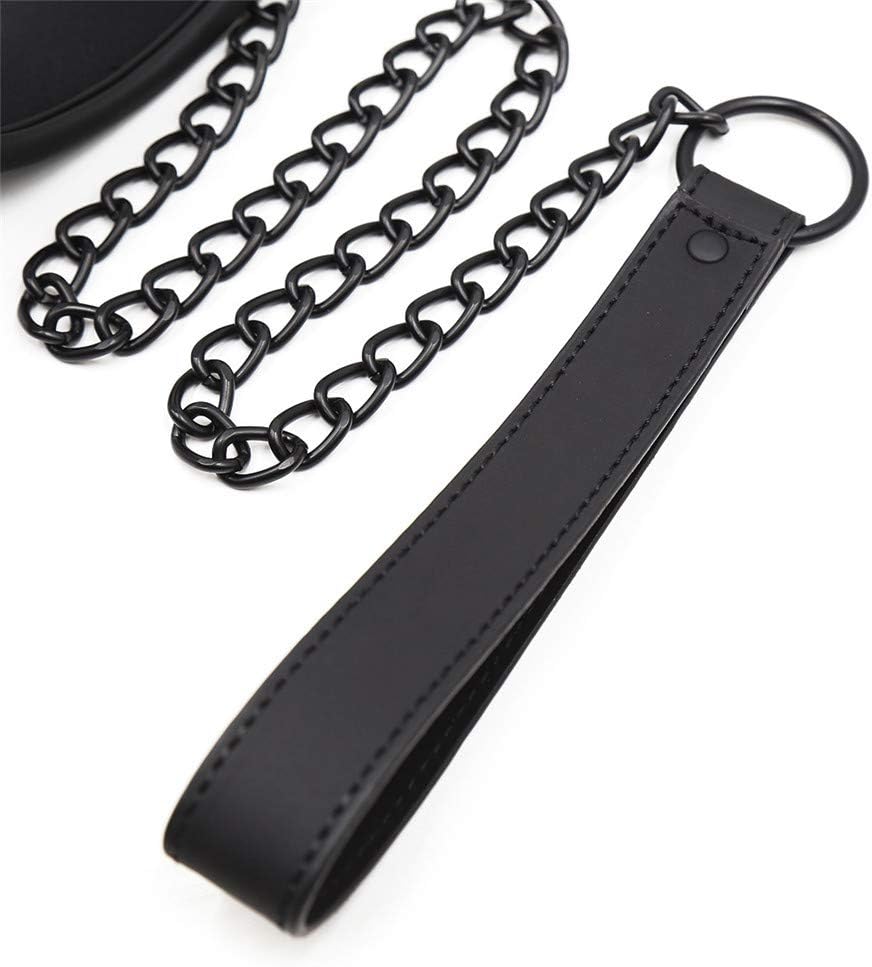 Leather Neck Collar Choker With Leash - Adjustable PU Collar For Couples Roleplay Black - View #8