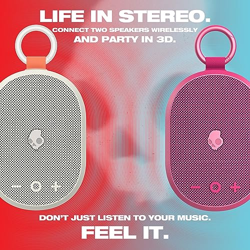 Image of Skullcandy Kilo Wireless Bluetooth Speaker - IPX7 Waterproof Mini Bluetooth Speaker with 24 Hour Battery, Downward Firing Passive Radiator, and True Wireless Pairing - Perfect for Outdoor (Bone)