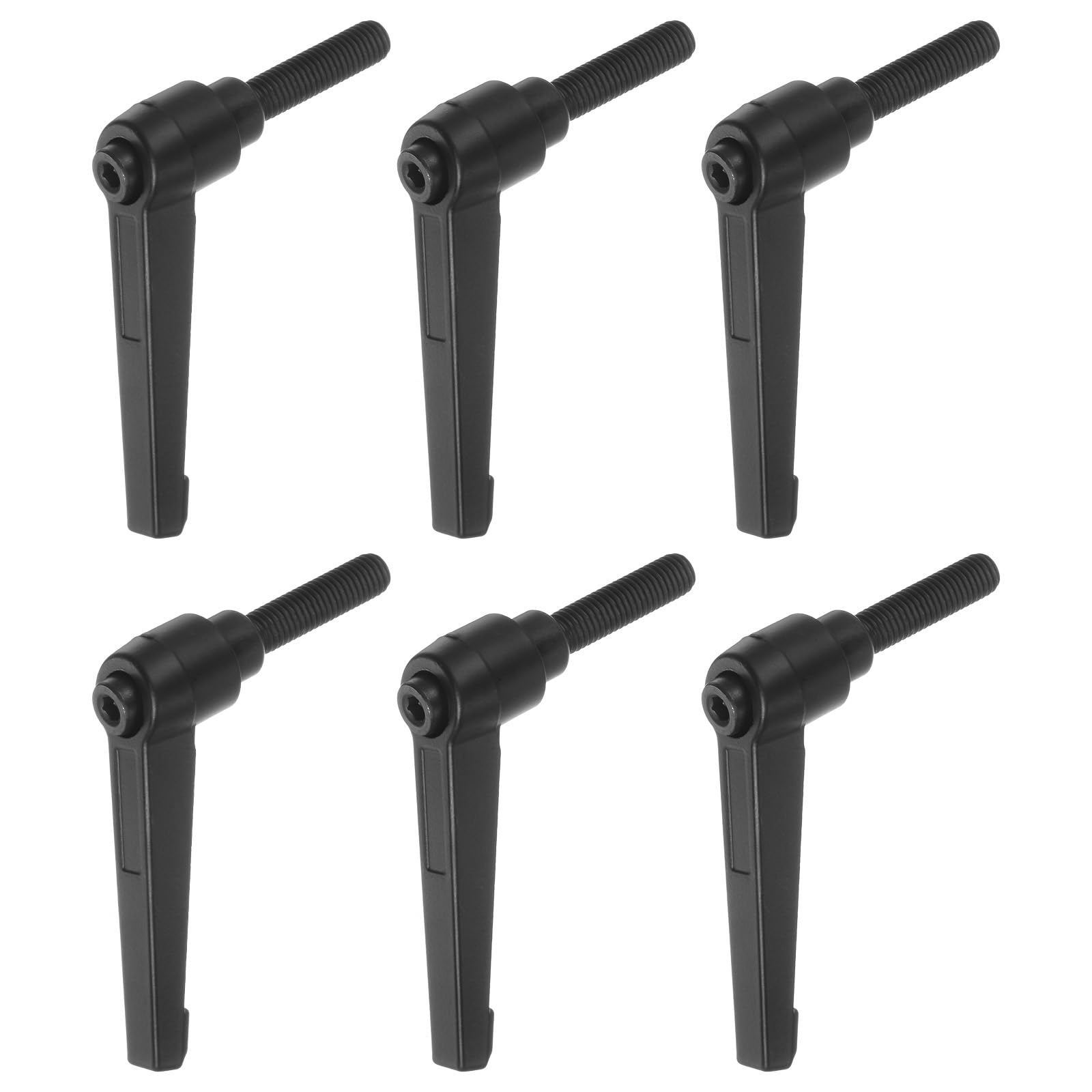 HARFINGTON 6pcs Adjustable Clamping Lever Handles M8 x 32mm Male Thread Bolt Knobs Rotating Screw Locking Quick Release Ratchet Push Button Handle, Black