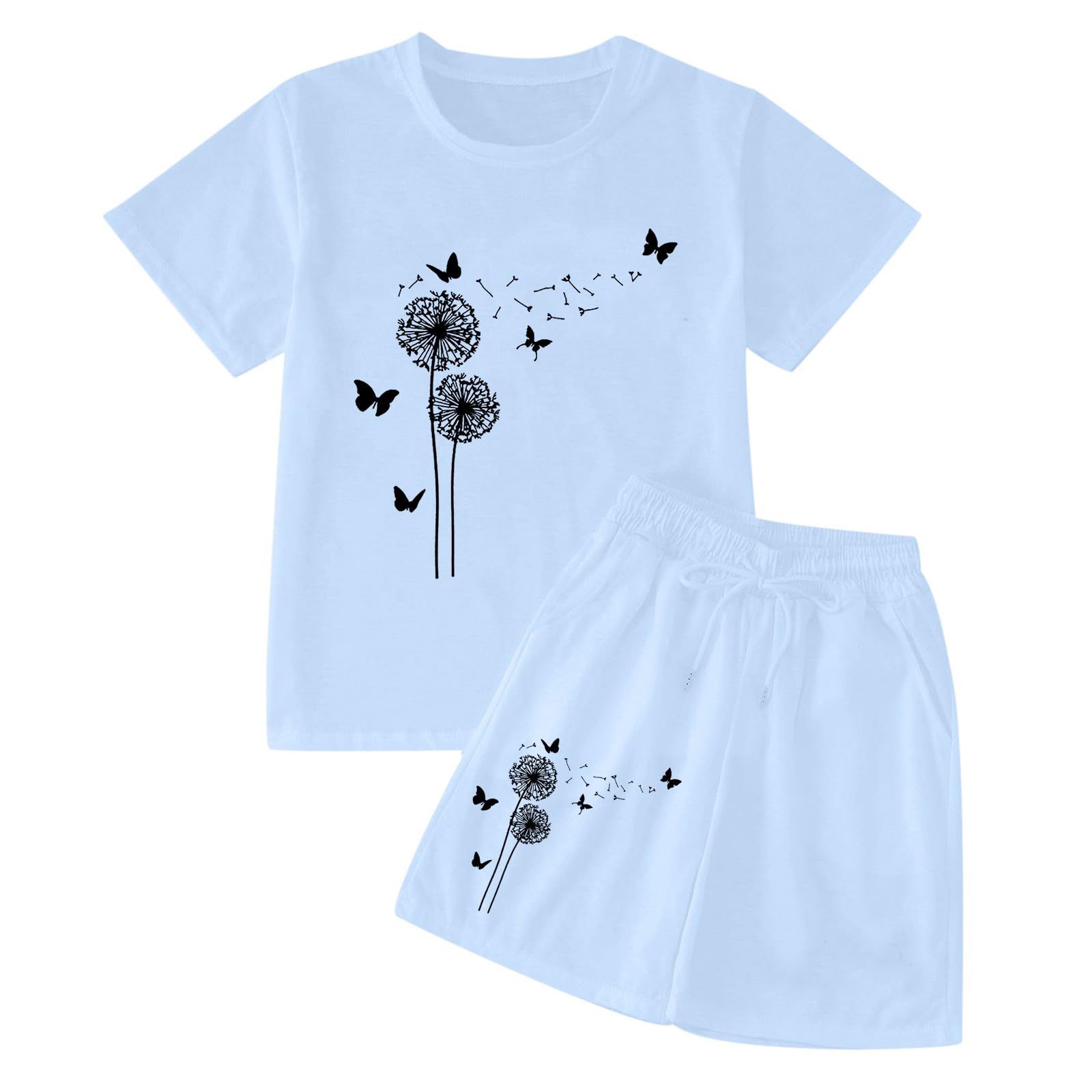 Chándal para niña, ropa deportiva, chándal para niños, niñas, verano, informal, manga corta, juego para camiseta, bolsillo superior, pantalones cortos