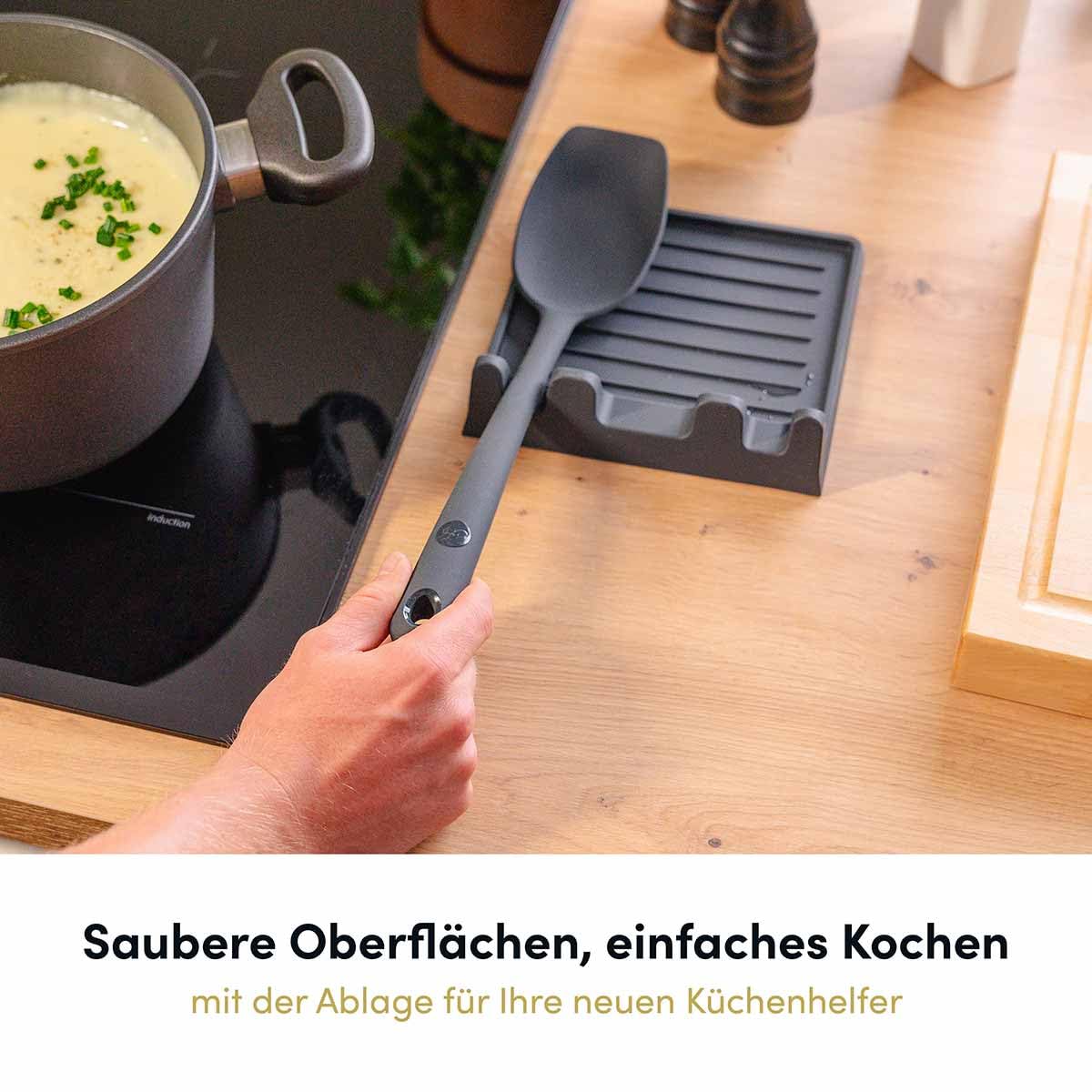 Hoffmann Küchenhelfer-Set, Anthrazit, Silikon-Edelstahlkern, Spülmaschinenfest, Hitzebeständig, Antihaft, Küchenutensilien-Set, Vorteilsset (16-teilig)
