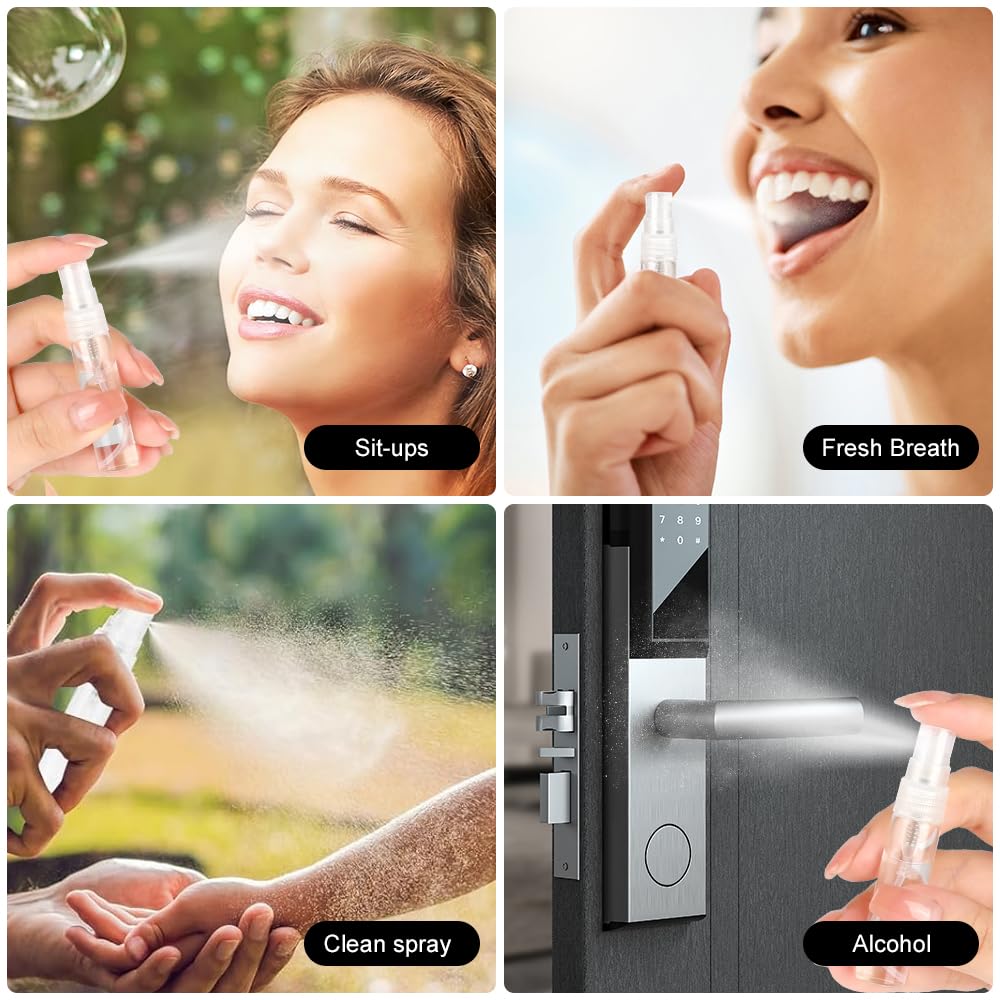 mizikuu 100 Pezzi 2ML Mini Flacone Spray, Riutilizzabile Bottigliette Spray Vuote in Plastica Profumo Atomizzatore di Profumo Bottiglia Campioni di Profumo per l'uso quotidiano e i viaggi