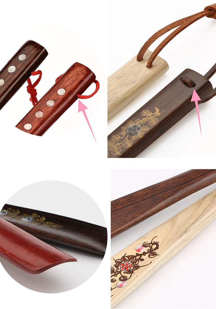 Drewniana łyżka do butów z długą rączką(Dark Red 75cm)