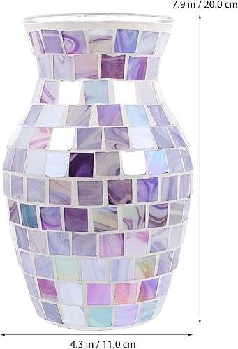 Miniatura 5 de Florero de vidrio de mosaico, recipiente floral de vidrio de mosaico decorativo hecho a mano para suculentas, macetas de plantas, jarrón decorativo