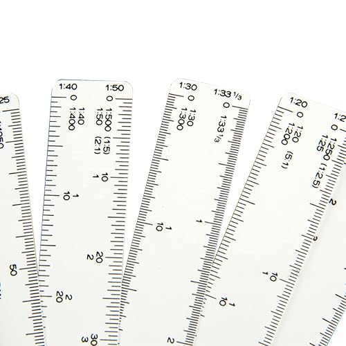Miniatura 4 de Utoolmart Escala Regla 7.5 in Escala de Ingeniero Arquitecto Reglas 110 115 120 125 130 133 140 150 175 1125 Plástico