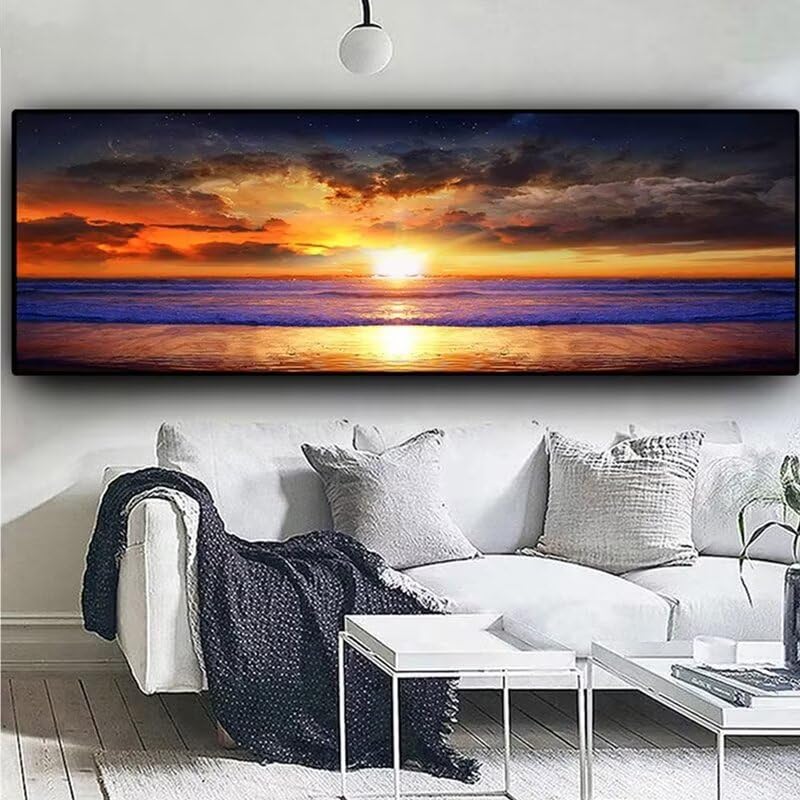 Diamond Painting mer coucher de soleil : fini les murs vides grâce au kit broderie diamant géant
