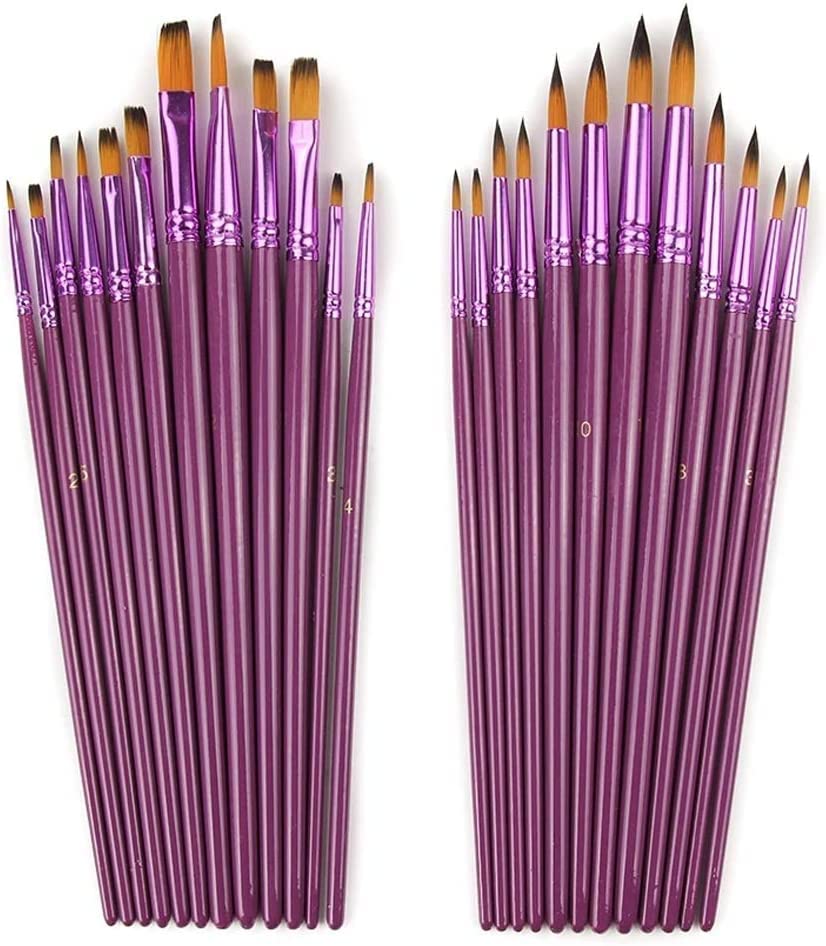 Set di 12 pennelli per Pittura in Nylon fine di Diverse Dimensioni per acquerelli, acrilici, Oli, pennelli per Disegno, Forniture artistiche