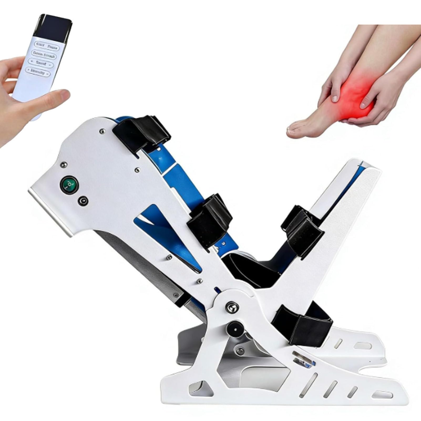 Cashwise Electric Ankle Rehab Device Drop Foot Exerciser with Remote Control for Stiff Ankles Flexibility Recovery Foot Rehab, Angle Adjustable/Plantar Flexion (45°) + Dorsiflexion (50°)