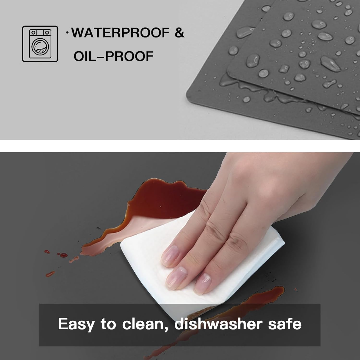 Tapis de comptoir de cuisine en silicone, extra large, imperméable, antidérapant, résistant à la chaleur, tapis de comptoir épais dans l'obscurité