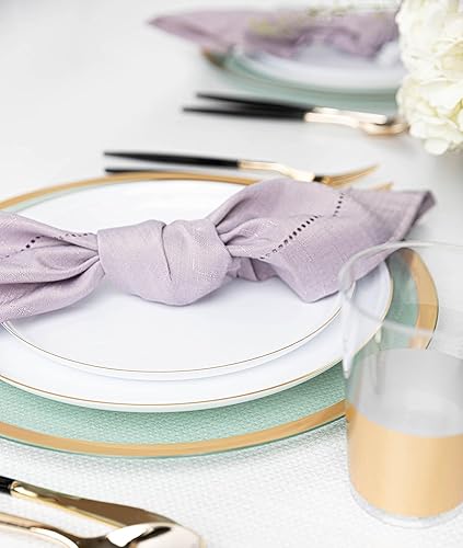 Miniatura 6 de PARTY BARGAINS Edge Collection - Platos blancos desechables de 6.3 pulgadas con borde dorado, paquete de 10 vajillas de plástico resistentes y