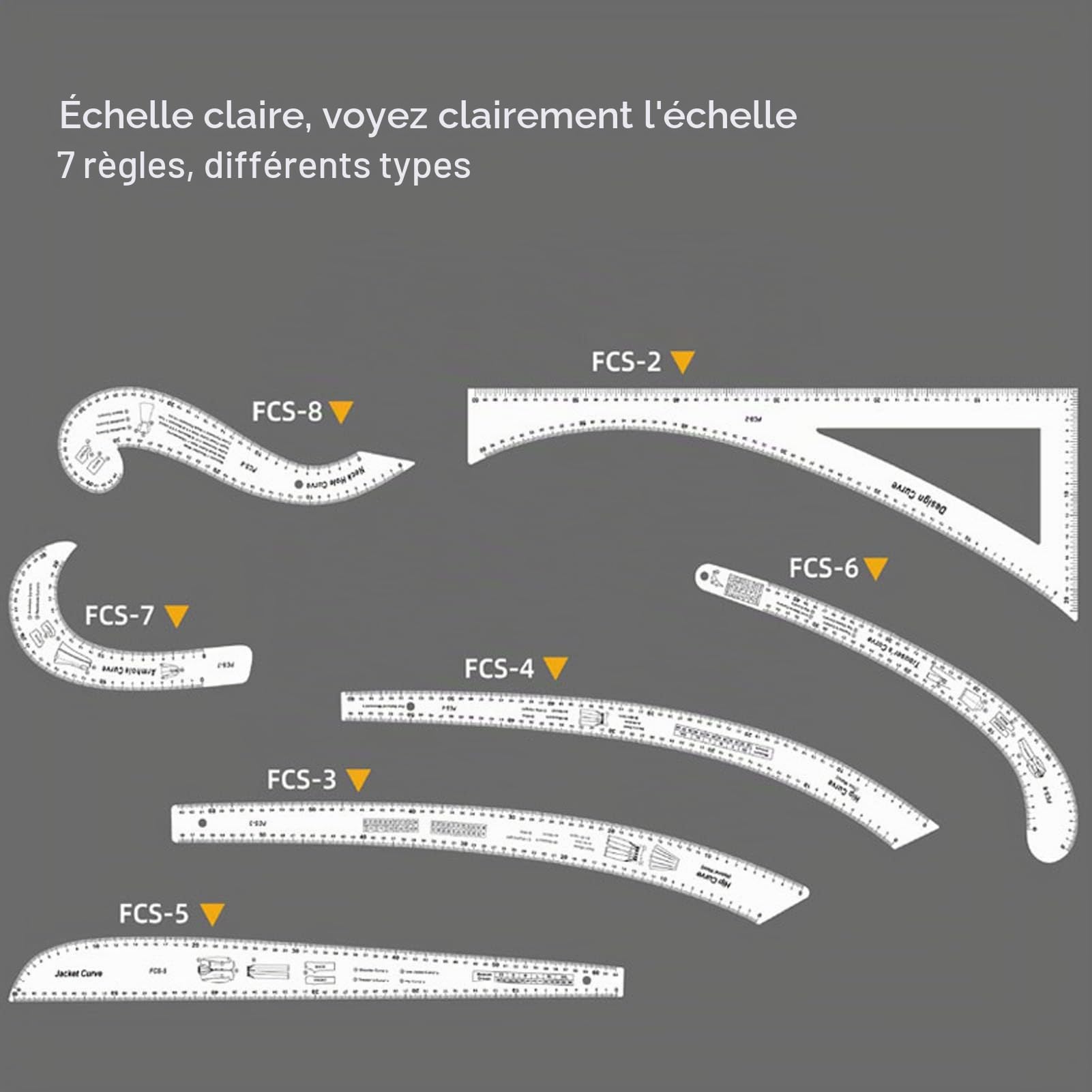 Règle de Courbe Française, Set de Règles de Patronnage pour Couture Mesure, Outils de Dessin de Mode pour Création de Vêtements et Artisanat