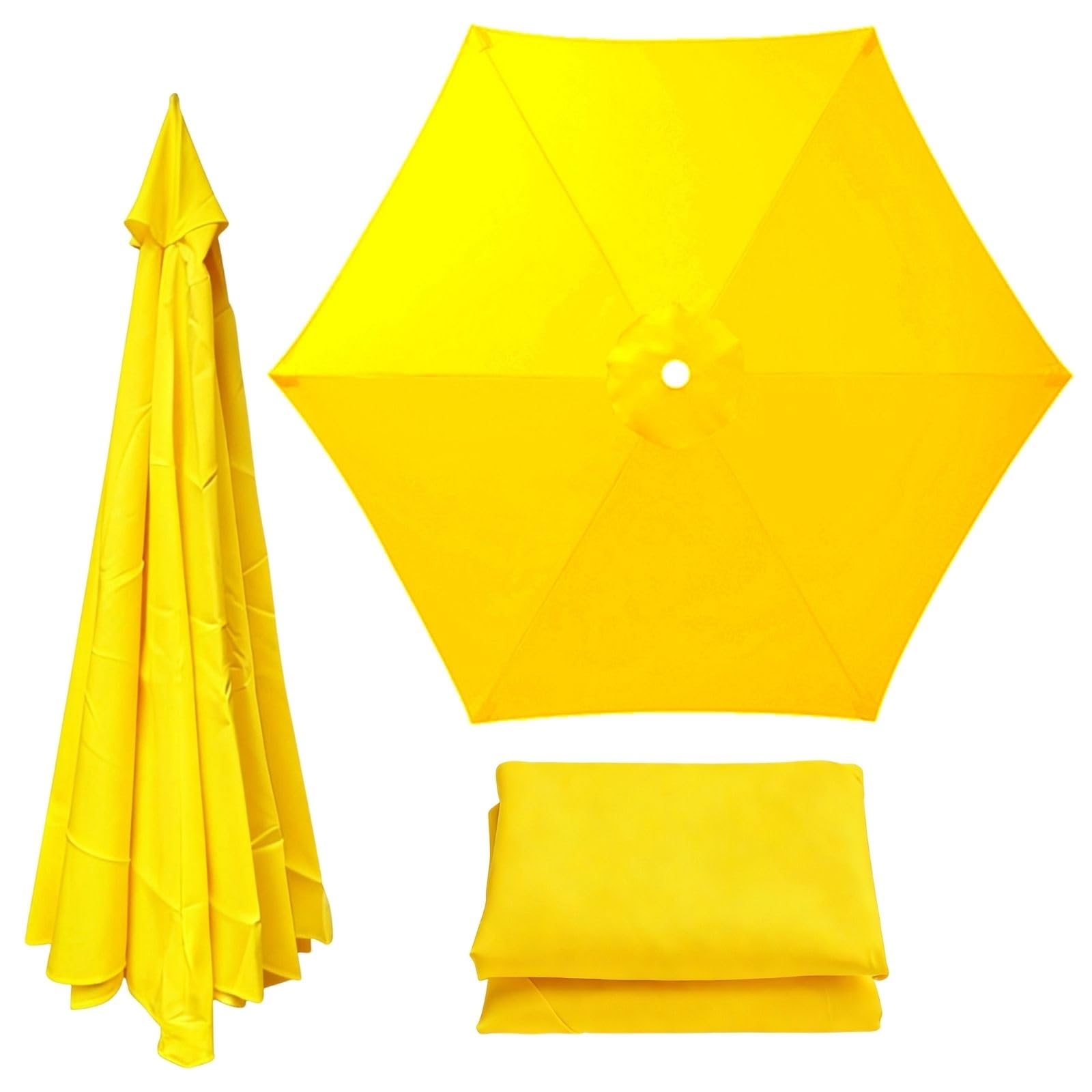 Patio Umbrella Replacement Canopy 6 Ribs Canopy Only Fits 2m 2.15m 2.3m 2.5m 2.7m 2.8m 3m Beige Khaki Blue Dark Green and 20+ Colors UV Protected Waterproof Fabric Top(Yellow,2m/6.6ft) — image 1