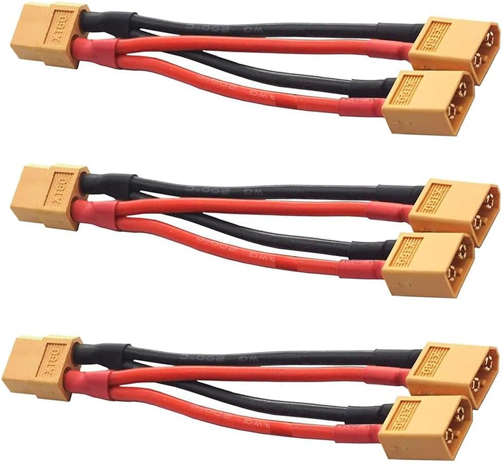 3 PCS XT60 Parallel Battery Connector Cable Dual Extension Y Splitter