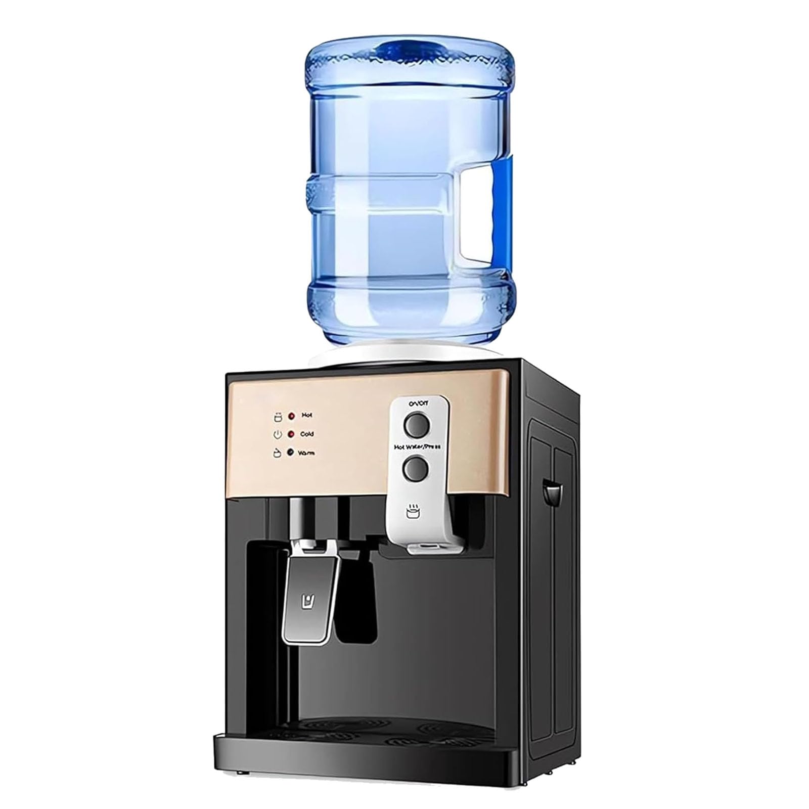 Wasserspender mit Toplader (25 x 24 x 36 cm), 3 Temperaturstufen (Heiß/Kalt/Zimmertemperatur), Kalt: 8–12 °C, Heiß: 80 °C, für Zuhause, Büro, Speisekammer, Studentenwohnheim,Metallic