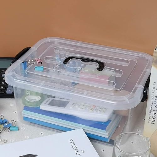 Miniatura 5 de Idomy Caja de plástico de 8 L, contenedores transparentes con tapas, paquete de 2