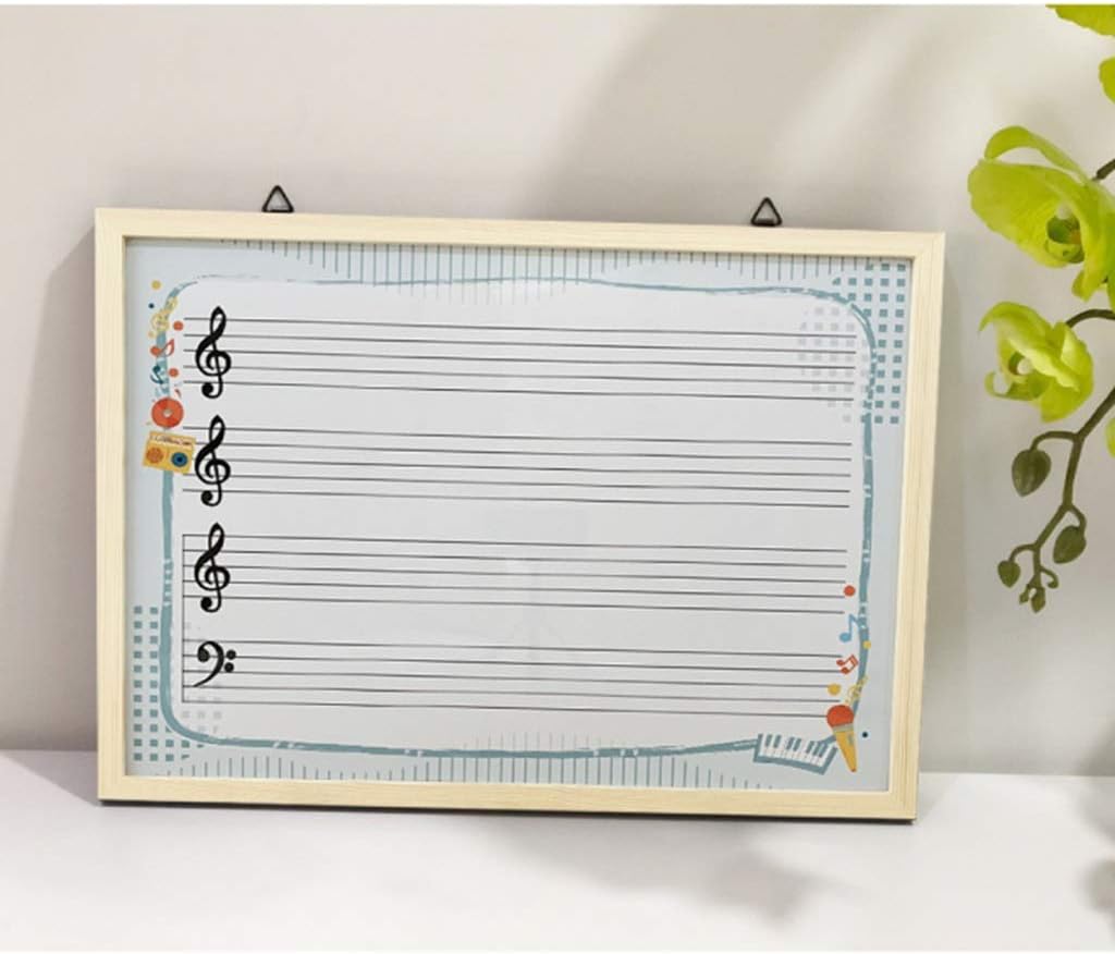 whiteboard Stave Wooden Frame Hanging Music Reading for Music Teaching Training Records (Color : Black Border, Size : 45X60CM) (Beige Border 60X90CM) (Beige Border 60X90CM)