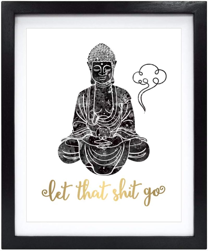 Susie Arts 8X10 Unframed Let That Go Real Gold Foil Print Great Motivational Gift Wall Art Poster Buddha Quotes Christmas Gift V175