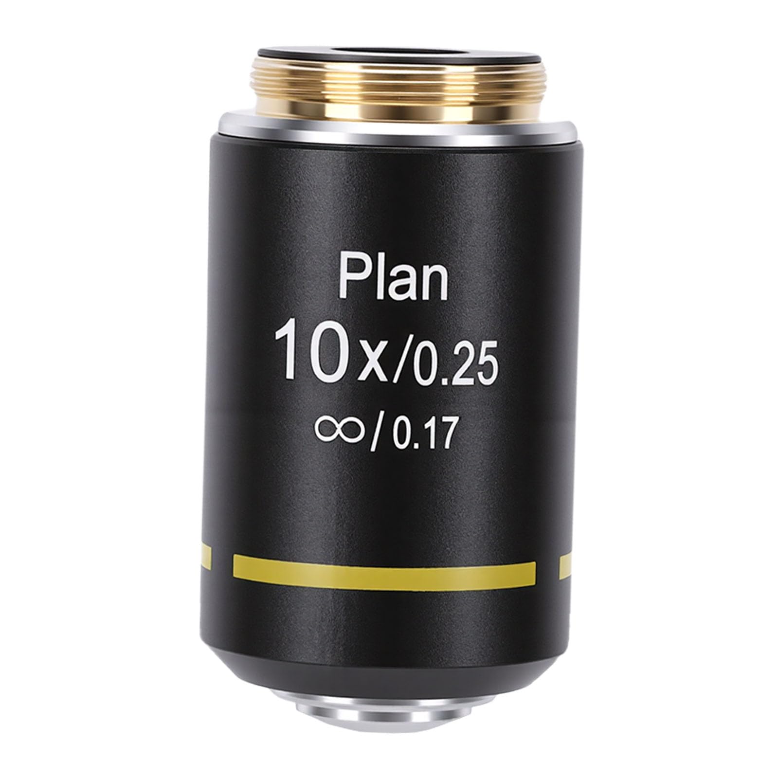 Lente Objetivo RMS de Rosca de 20,2 Mm, Lente Objetivo Plan Infinity para Microscopio Biológico, Aleación de Aluminio y Material de Vidrio óptico, Amplio Campo de Visión con (10X)