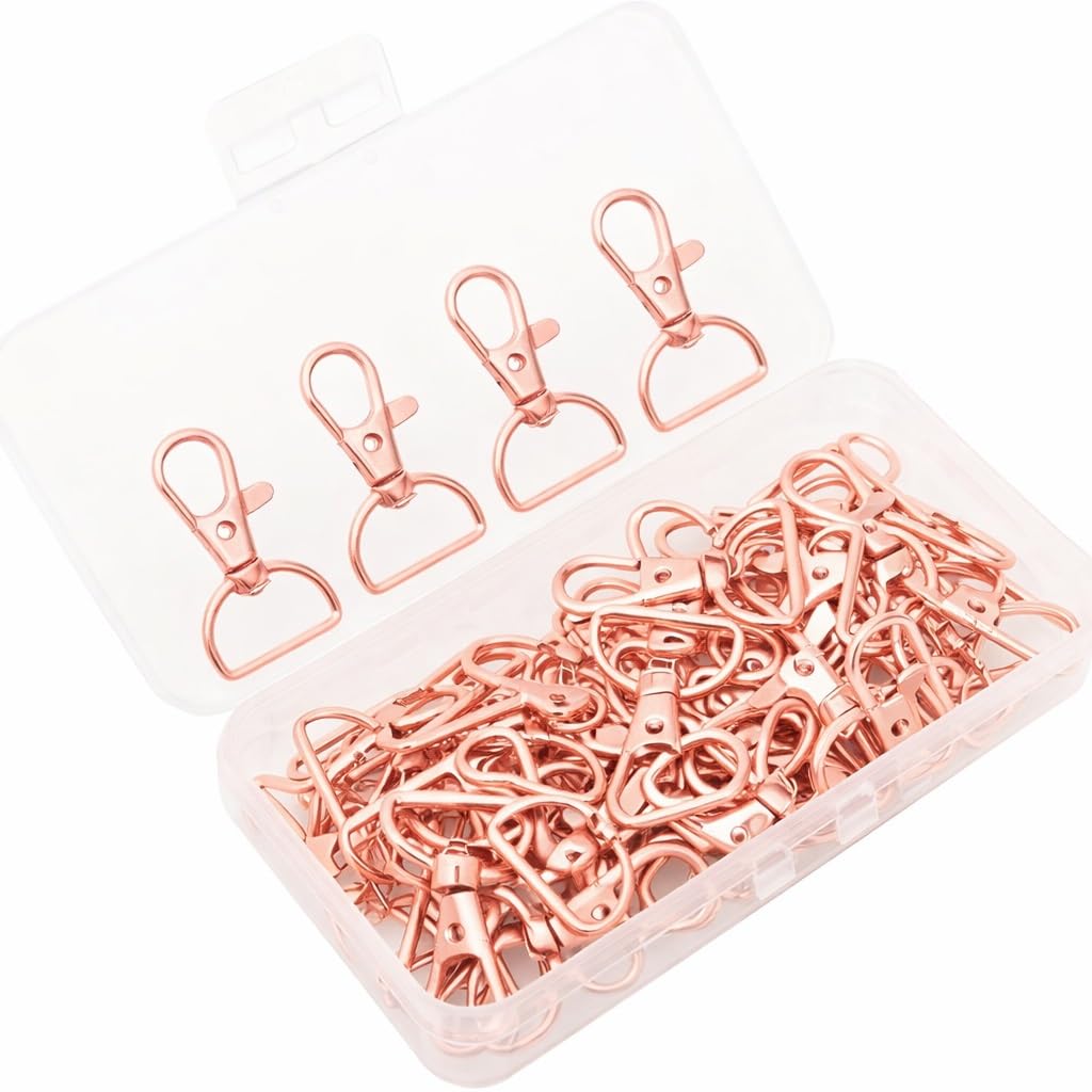 40 Stück Karabiner Schlüsselanhänger Roségold, 360° Drehbar