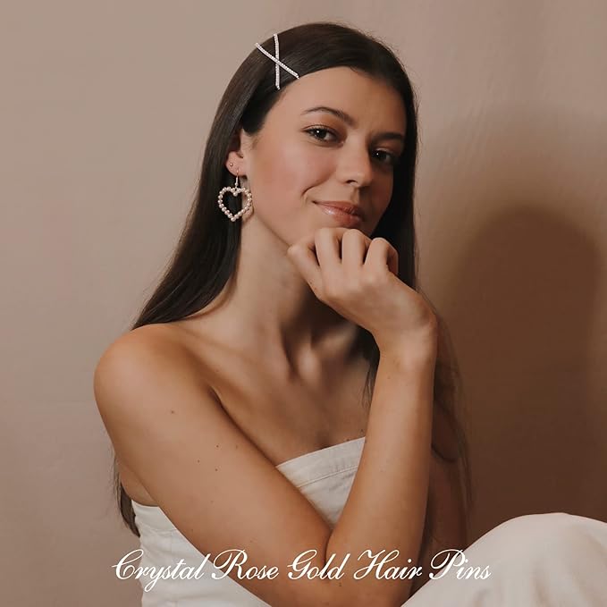 Rose Gold Rhinestone Hair Pins for Prom & Wedding Hairstyles