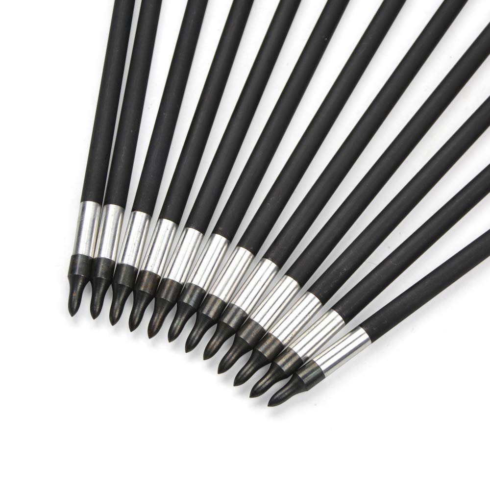 SHARROW 12pcs Flèches de Carbone 31 Pouces Flèches de Chasse 700 Spine avec Plumes de Dinde Naturelle et Carquois de Flèche pour Arc à Poulies et Arc Classique