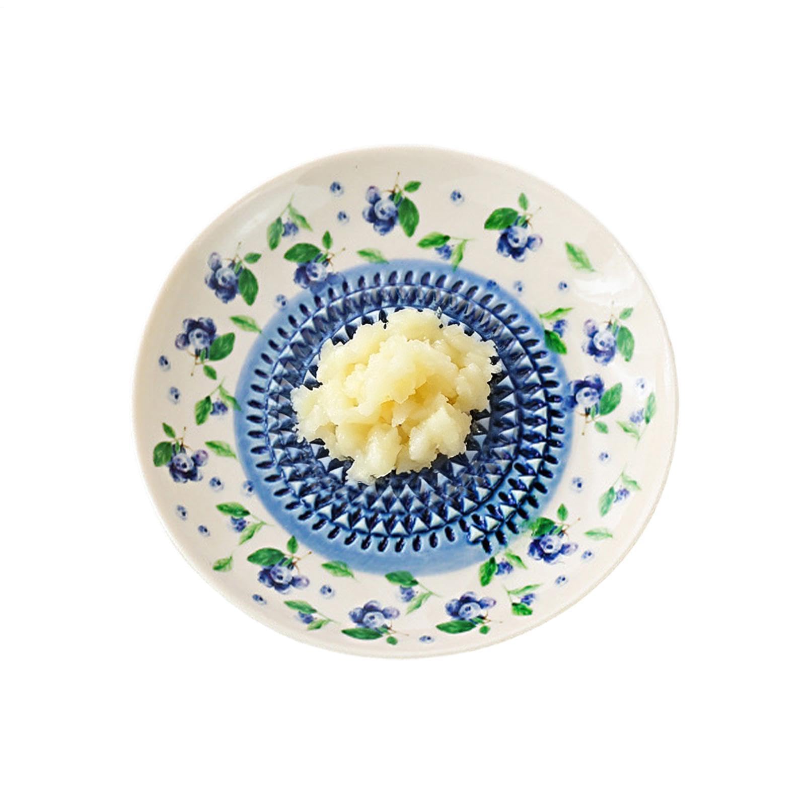 Ceramic Garlic Grater Plate | Manual Fruit Pattern Ceramic Dish - Vegetable Grater Bowl - for Tomato Chocolate Strawberry Food Peel Ginger Cheese Dessert Kitchen Cooking