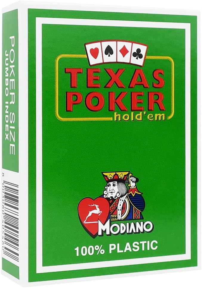 Light Green Texas Hold'em Poker 100% Plastic Playing Cards, 2 Corner, Jumbo Index