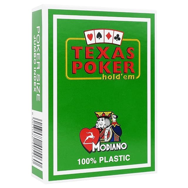 (verde claro) Modiano Texas Poker Hold'em 100% plástico naipes, índice jumbo, poker de gran tamaño
