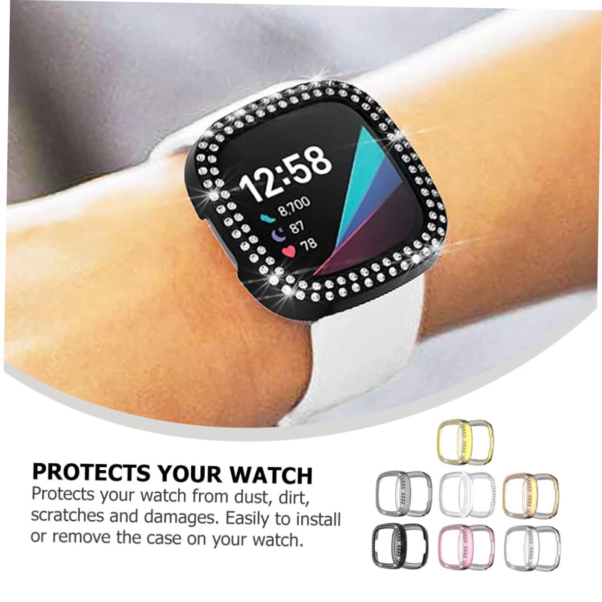 Hemobllo Lot De 2 Étuis De Montre Connectée en TPU avec Strass Design De Facile À Installer Élégant Et Tendance 7 Pièces X 2