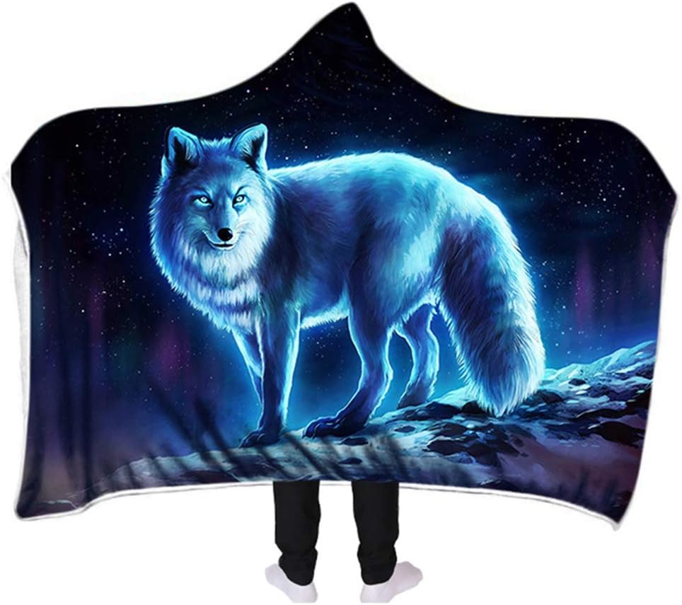 hooded wolf blanket