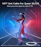 Câble de liaison 10FT Compatible avec Meta/Oculus Quest 3S, Quest 3, Quest 2/Pro, PICO 4 Accessoires VR Casques, cordon de recharge et fil de données haute vitesse, câble de recharge pour les jeux de vapeur PC (10FT)